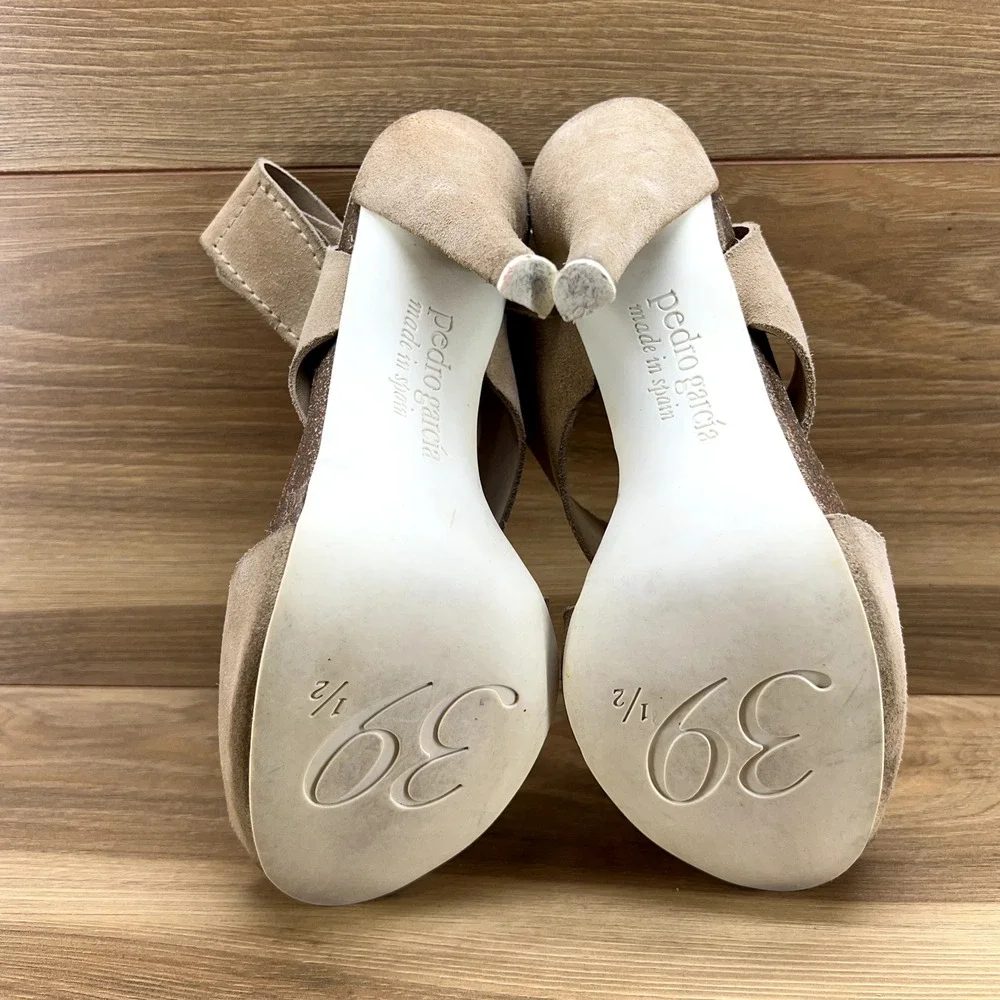 Pedro Garcia 9.5 EU 39.5 Beige Tan Suede Platform Pumps